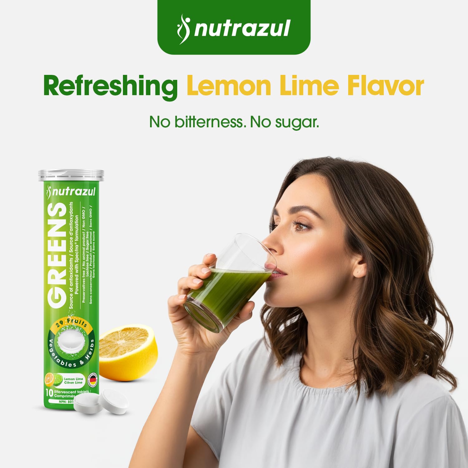 nutrazul Greens Effervescent Tablets - Daily Super Greens Supplement with 29 Superfoods - Antioxidant & Immune Support - Lemon Lime Flavor - Non-GMO - 30 Tablets nutrazulAu supplements