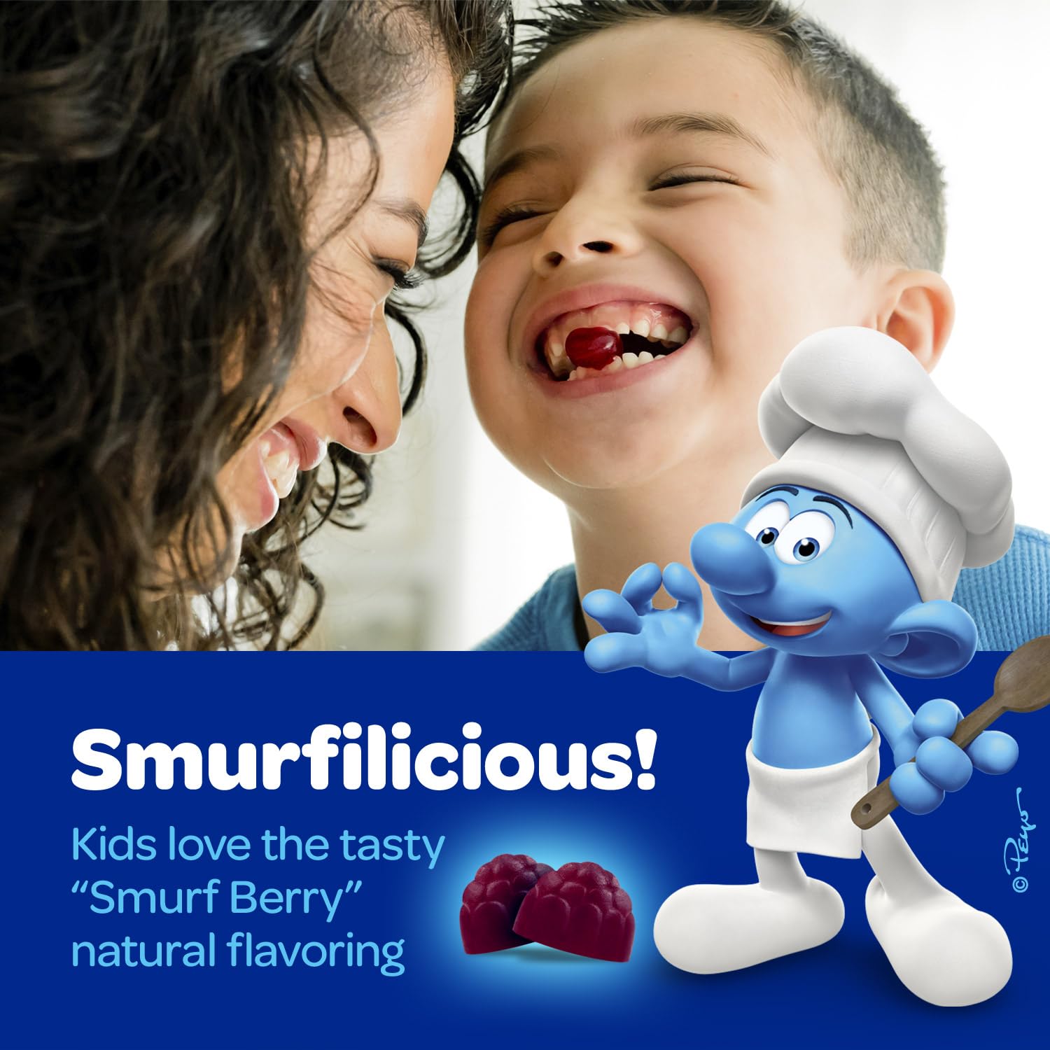 The Smurfs Nootropic Gummies for Kids with Vitamin B12 & L-Theanine | Laser Focus Gummy for Focus and Memory Supplements | Made with Real Fruit in a Smurf Berry | Doctor Developed | 60 Vegan Gummies VITABURSTAu supplements