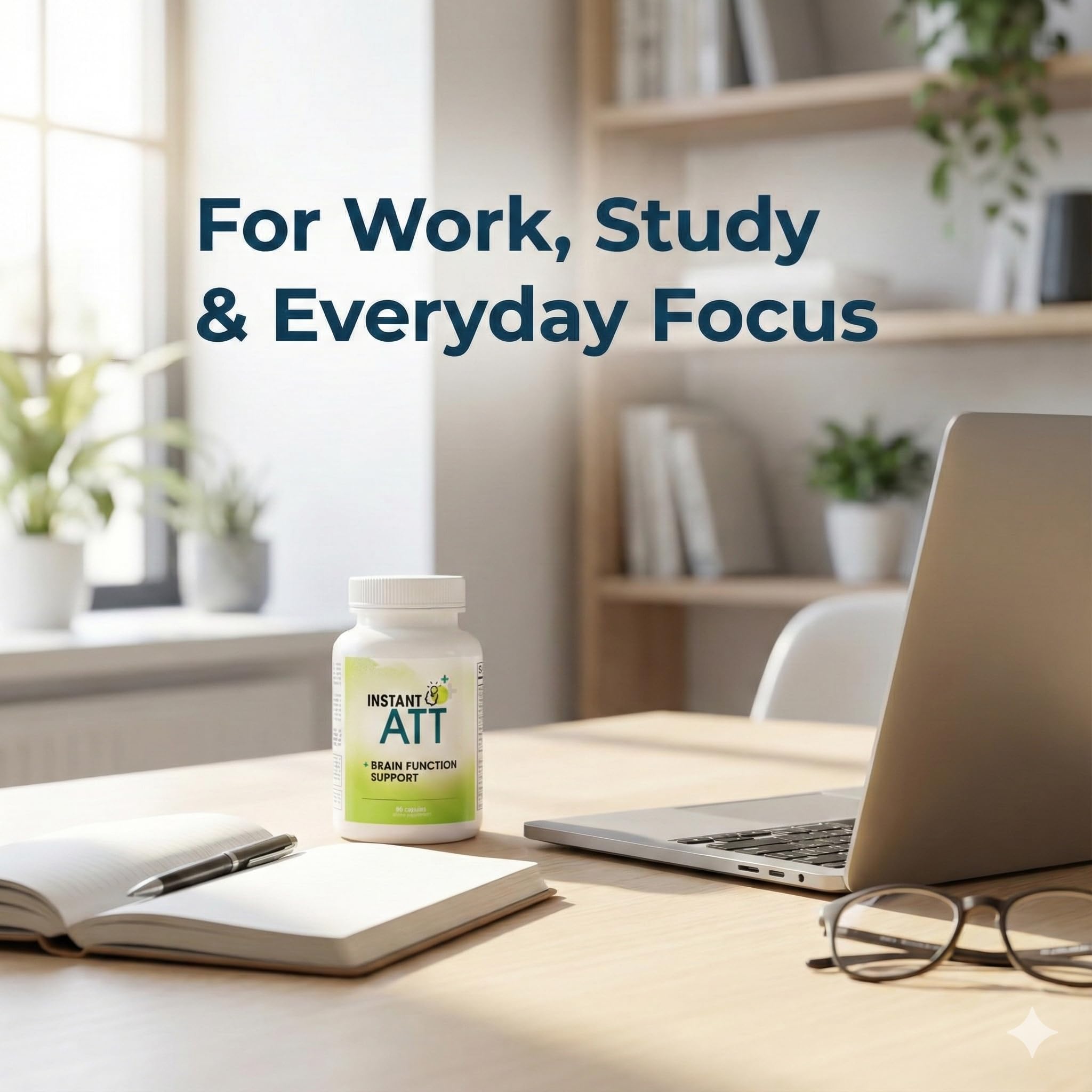 InstantATT - 7-in-1 Caffeine Free Nootropic All-Natural Brain, Focus, Memory Supplement (60 Capsules) Instant BrandsAu supplements