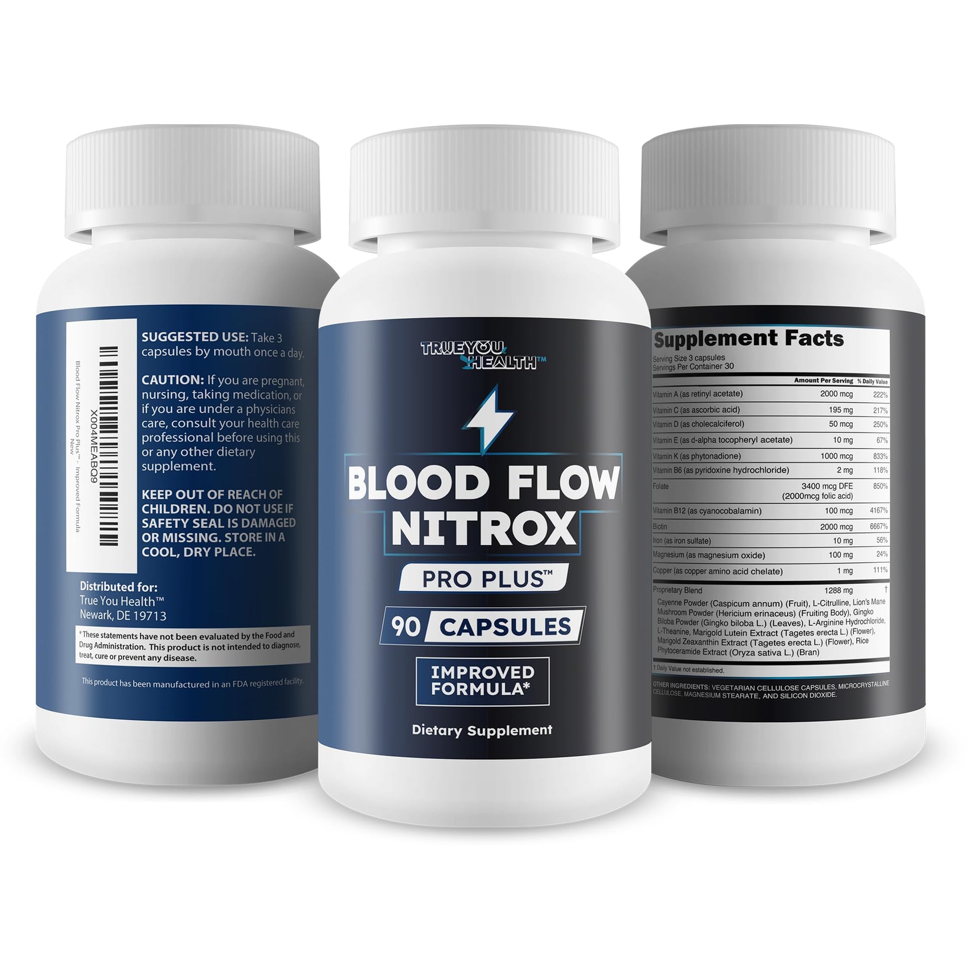 Blood Flow Nitrox Pro Plus - Improved Formula - Our Best Blood Circulation Supplements For Men - Vasodialators - Increase Blood Flow Care Blood Circulation Supplement Blood Flow Supplement For Men True You HealthAu supplements