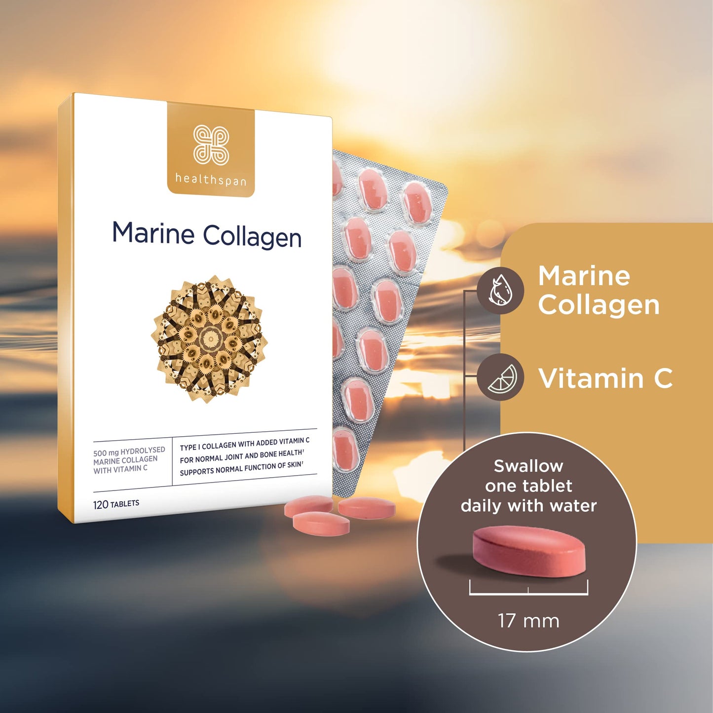 Healthspan Marine Collagen 500mg (120 Tablets) | Hydrolysed Type I Marine Collagen healthspanUS supplements