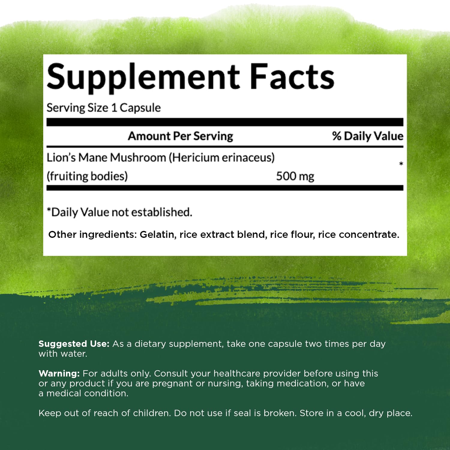 Swanson Lion's Mane Mushroom Capsules - 500 mg Each, 60 Capsules SwansonAu supplements