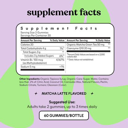 Lemme Matcha Superfood Energy Gummies with Organic Matcha Green Tea, Vitamin B12 LemmeUS supplements