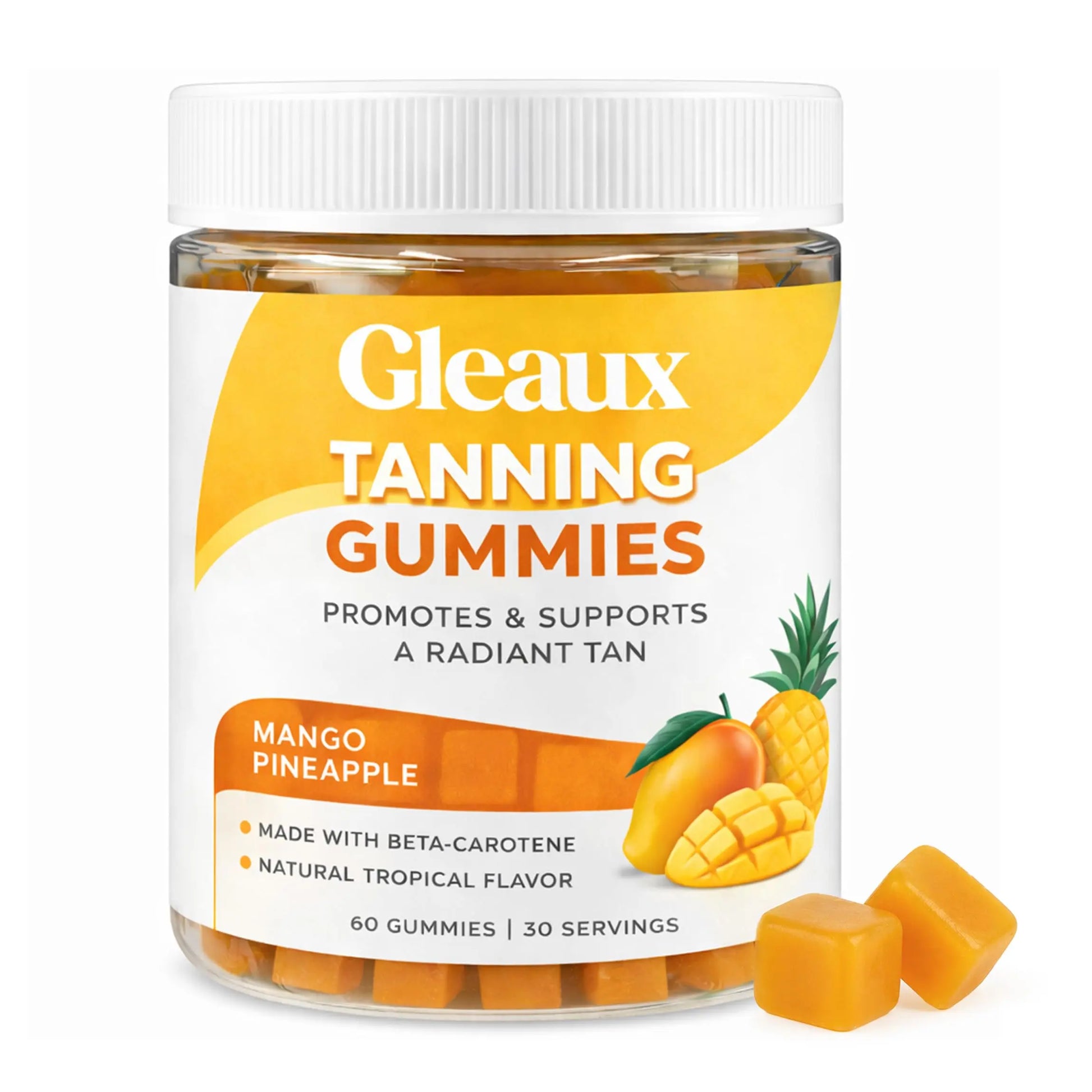 DXWXH Gleaux Tanning Gummies, Tanning Gummies for Women, Sunless Radiance Support with Beta Carotene, Astaxanthin & Lycopene, for Skin Health & Complexion Support, Mango Pineapple Flavor, 60 Gummies DXWXHAu supplements