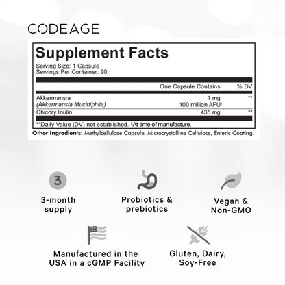 Codeage Akkermansia Muciniphila Probiotic Supplement - 3-Month Supply of Akkermansia CodeageUS supplements