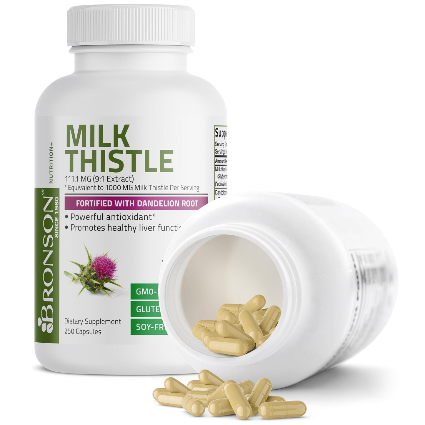 Bronson Milk Thistle Silymarin Marianum & Dandelion Root Liver Health Support BronsonUS supplements
