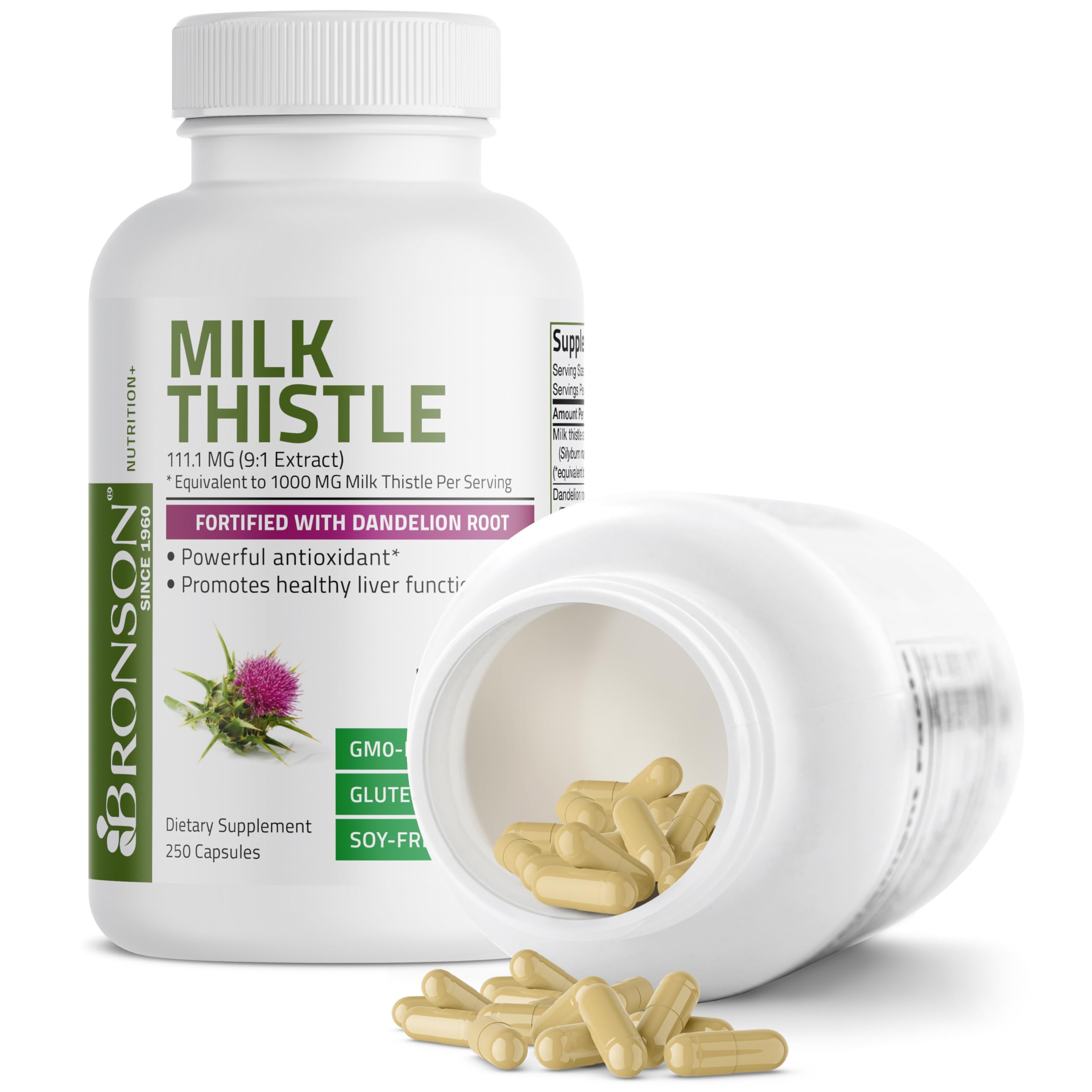 Bronson Milk Thistle Silymarin Marianum & Dandelion Root Liver Health Support BronsonAu supplements