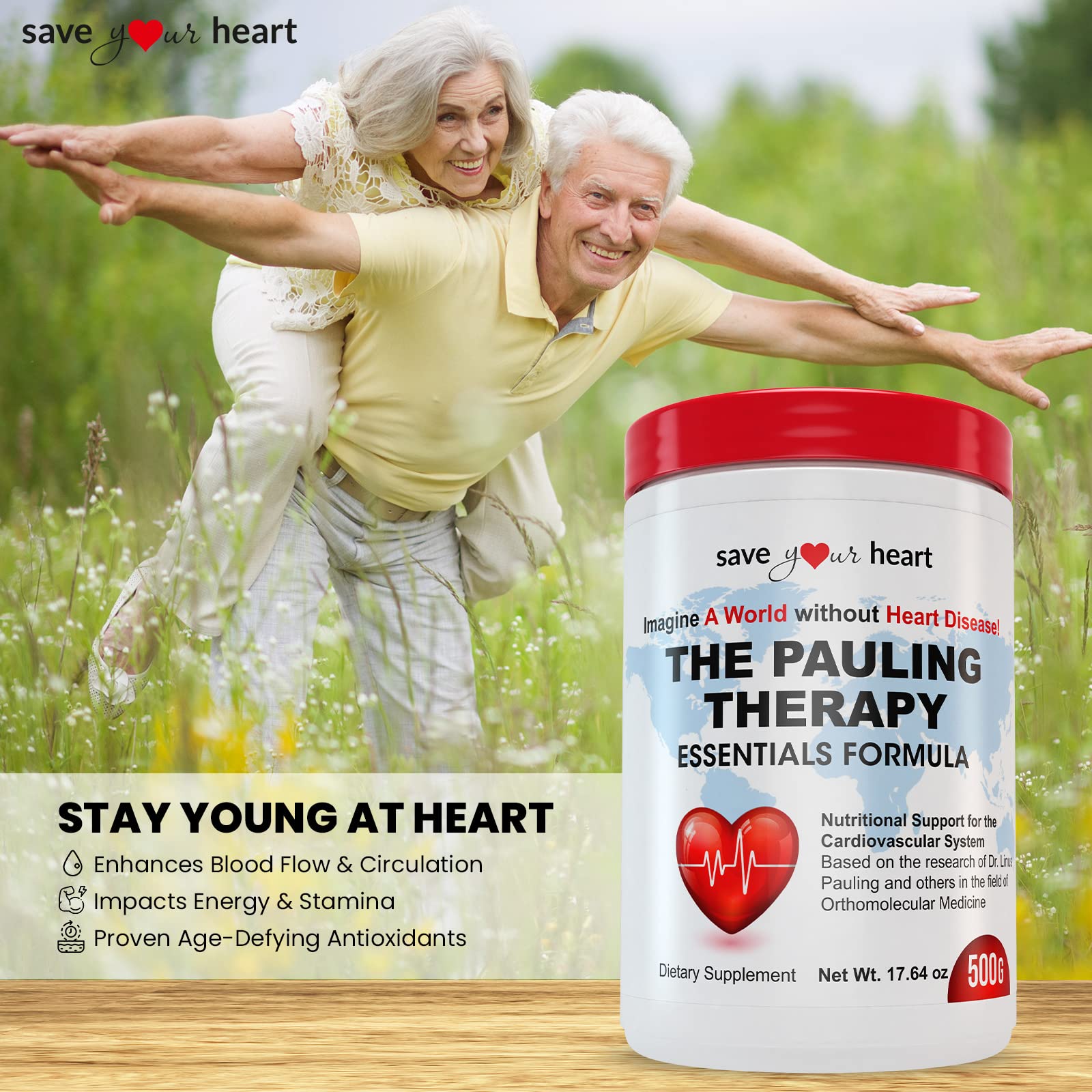 SAVE YOUR HEART Cardio Heart Health Powder Supplement - The Pauling Therapy Essentials Formula (PTEF) Healthy Vitamin C, B-12, L-Lysine, L-Arginine, Magnesium, Zinc + Vitamins, Minerals & Antioxidants SAVE YOUR HEARTAu supplements