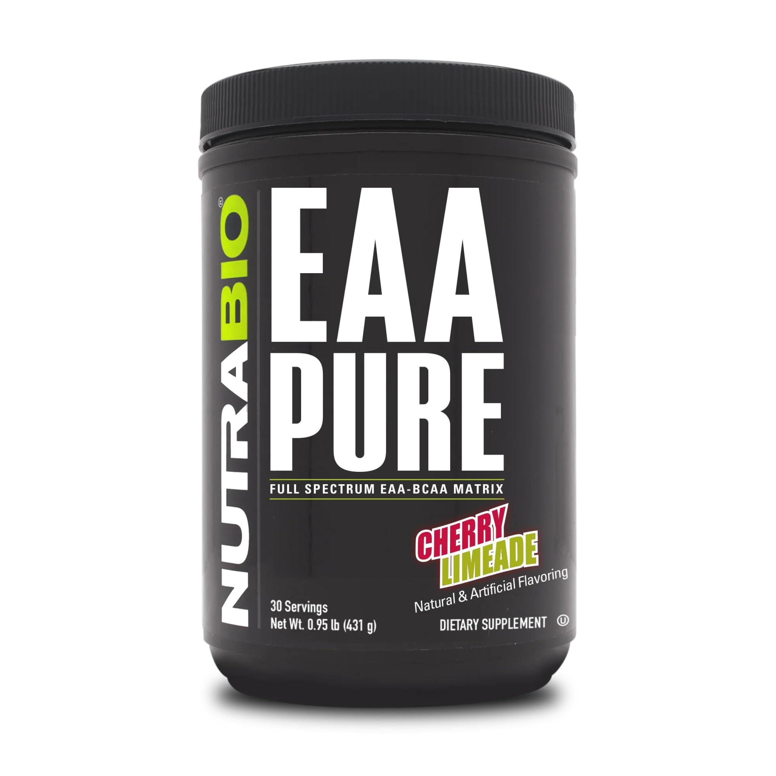 NutraBio – EAA Pure – 9 Amino Acids – Muscle Repair and Recovery, 30 Servings, Cherry Limeade – Pre or Post Workout – All Day Recovery NutraBioAu supplements