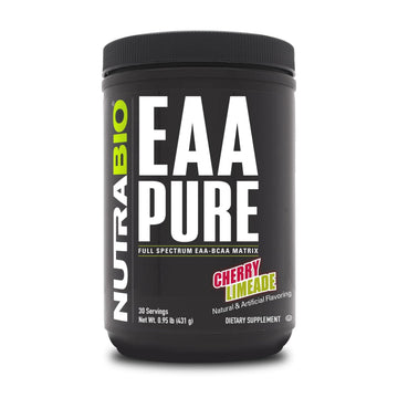NutraBio – EAA Pure – 9 Amino Acids – Muscle Repair and Recovery, 30 Servings, Cherry Limeade – Pre or Post Workout – All Day Recovery NutraBioAu supplements