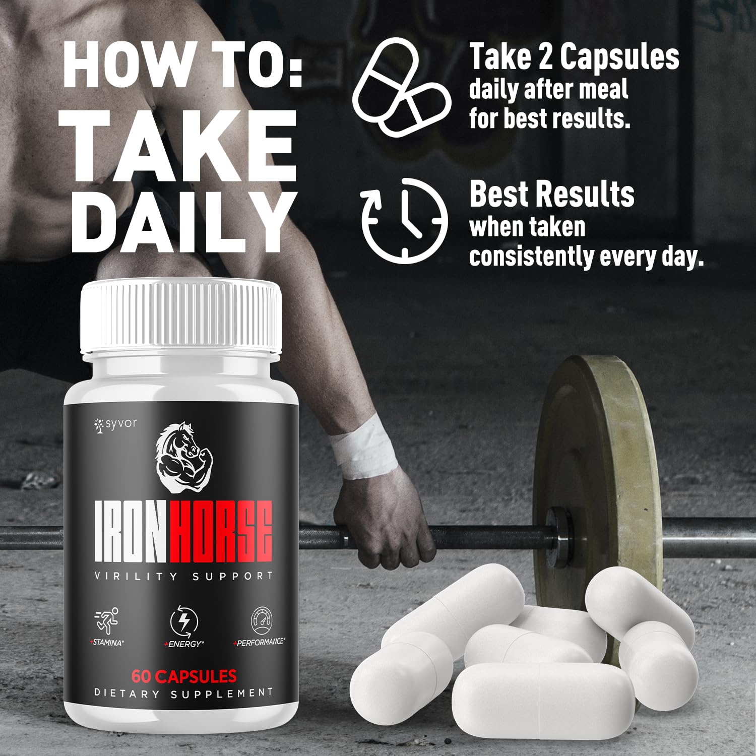 Iron Horse Supplement Pills, Official Iron Horse Pills for Men with All Natural Ingredients, Advanced IronHorse Capsules Designed to Support Health and Wellness with Premium Vitamins (60 Capsules) SyvorAu supplements