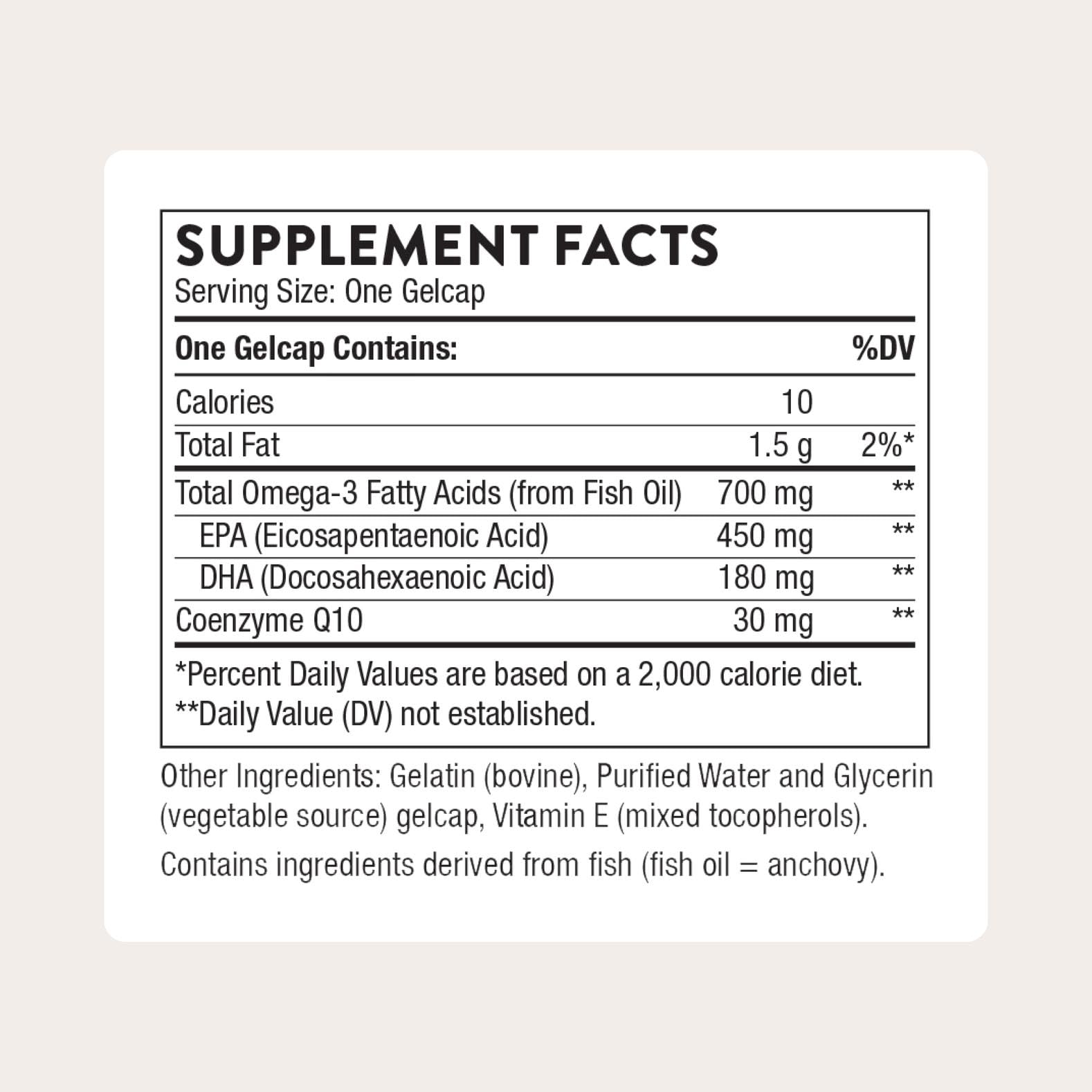 THORNE - Omega-3 with CoQ10 - Omega-3 Fatty Acids Supplement with CoQ10 - EPA and DHA - 90 Gelcaps THORNEAu supplements