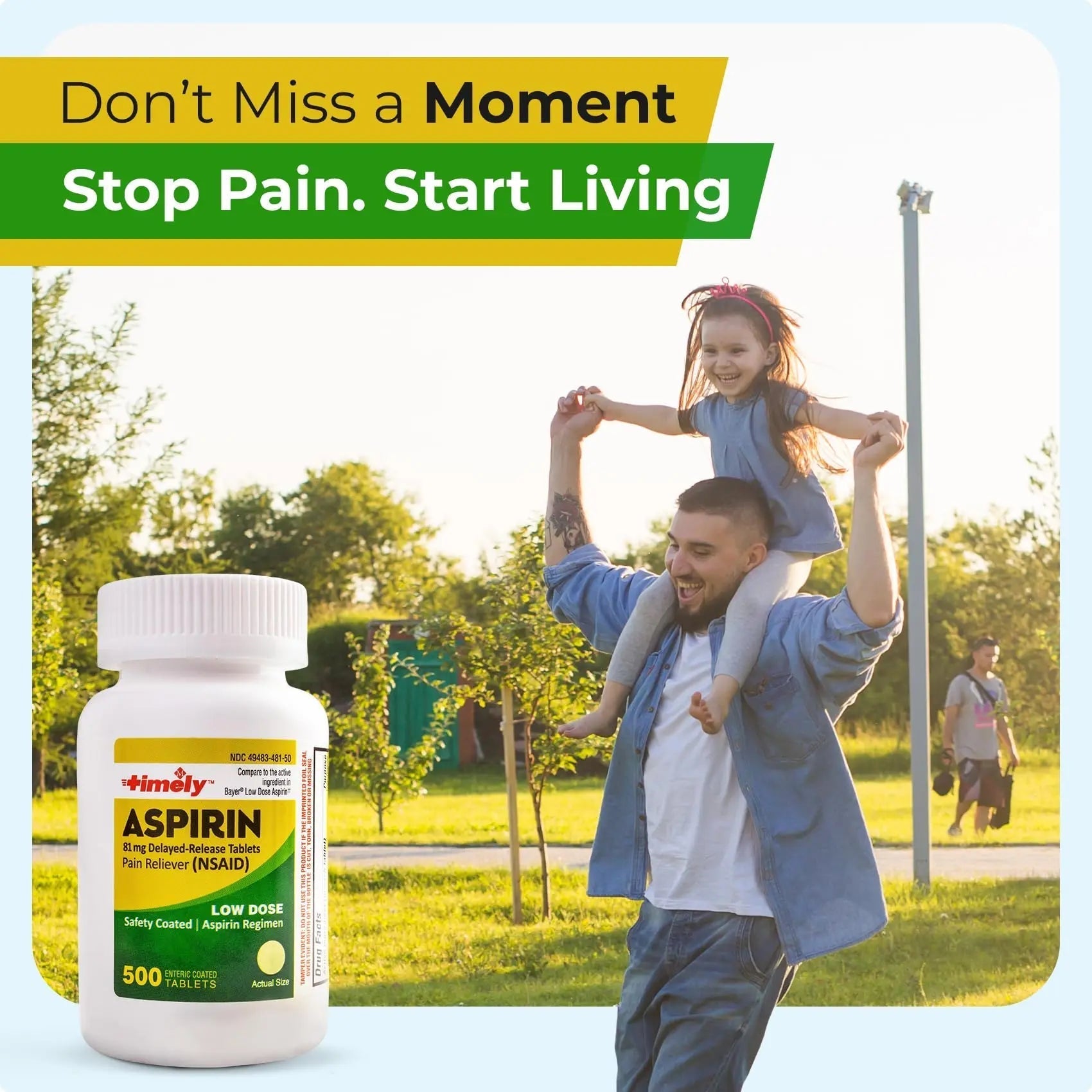 TIME-Cap Labs 500 Tablets Low Dose Aspirin 81mg Enteric Coated - NSAID Pain Reliever & Fever Reducer for Adults, Helps with Minor Aches, Headaches, Muscle Pain, Toothaches, and Joint Discomfort TIME-CAP LABS, INC.Au supplements