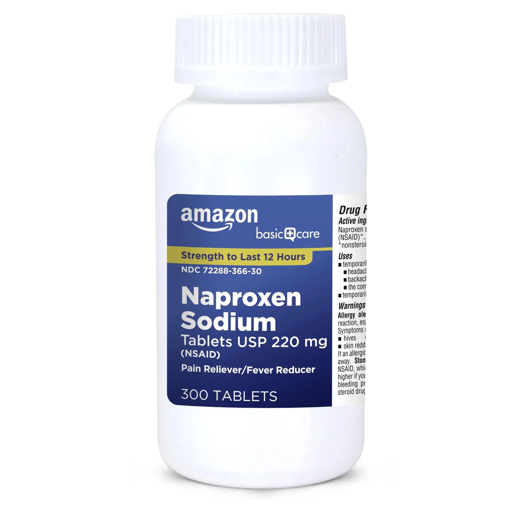 Amazon Basic Care Naproxen Sodium Tablets 220 mg, Pain Reliever/Fever Reducer (NSAID), 12-Hour Relief for Headache, Backache, Menstrual Pain, Muscle Aches, Arthritis, 300 Count Amazon Basic CareAu supplements