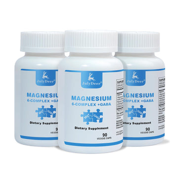 3 Bottles Sixfold Magnesium Complex | 350mg of Magnesium Glycinate, Malate, Citrate, Taurine, Oxide, Mg+ for Muscles,Nerves,& Energy, GABA Sleep Support | High Absorption | Vegan | 90 Capsules RisabouAu supplements