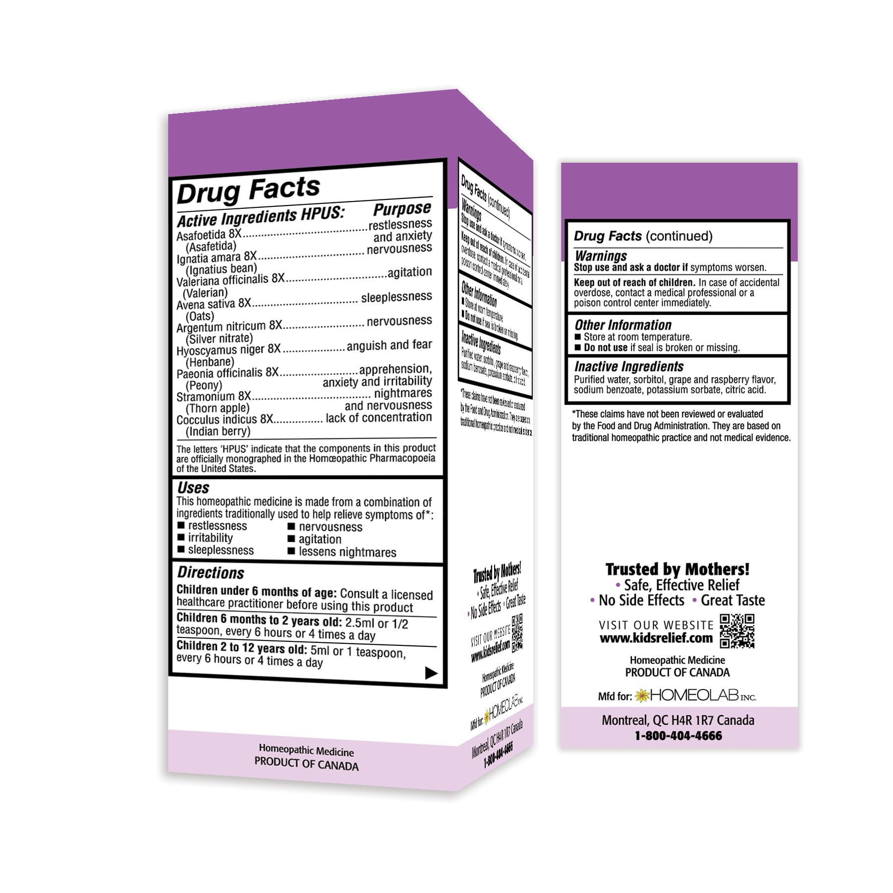 Kids Relief Syrup with Calming Effect, for Kids 0-12 Yrs, Grape Flavor, Gluten and Dye Free, No Added Sugar, 3.4 oz Kids ReliefAu supplements