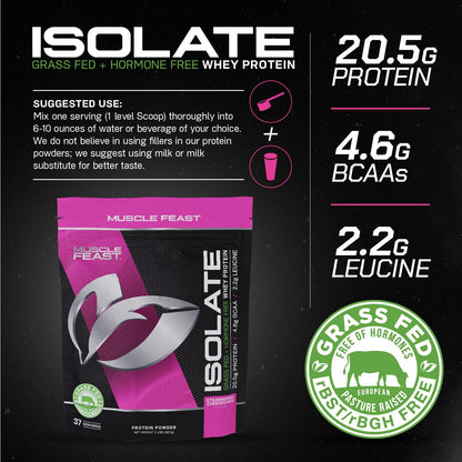 Muscle Feast Grass-Fed Whey Protein Isolate, All Natural Hormone Free Pasture Raised Muscle FeastUS supplements