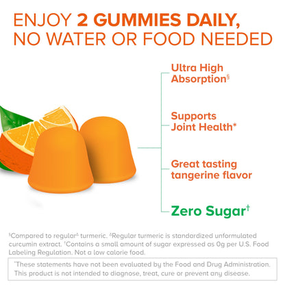 Qunol Zero Sugar Turmeric Gummies, Gummy with 500mg Turmeric Curcumin, Joint Support Supplement, Ultra High Absorption Tumeric Curcumin, QunolUS supplements