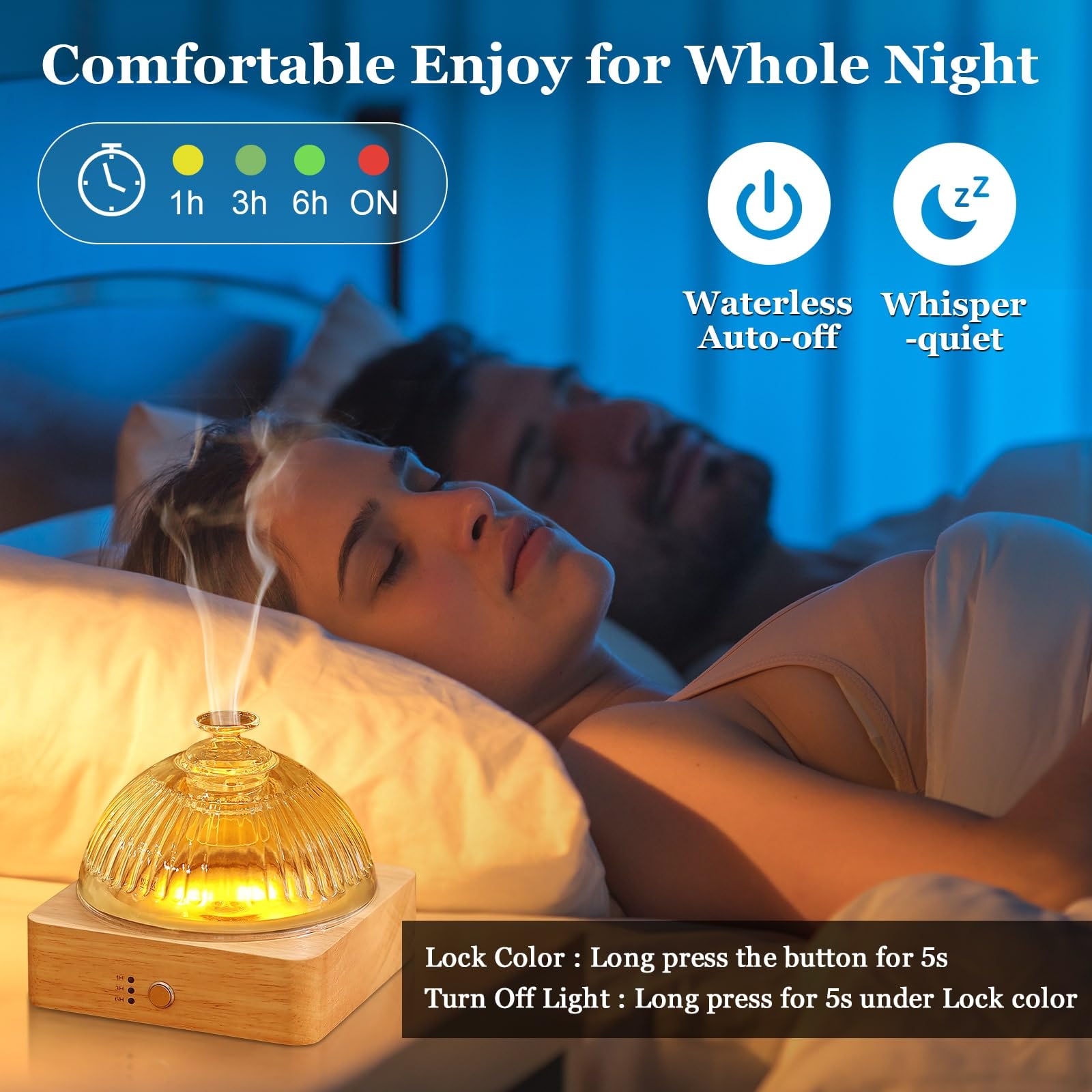Lecdura Glass Essential Oil Diffuser with Glass Reservoir & Wood Base - Plastic Free, 200ml Lock LecduraAu supplements