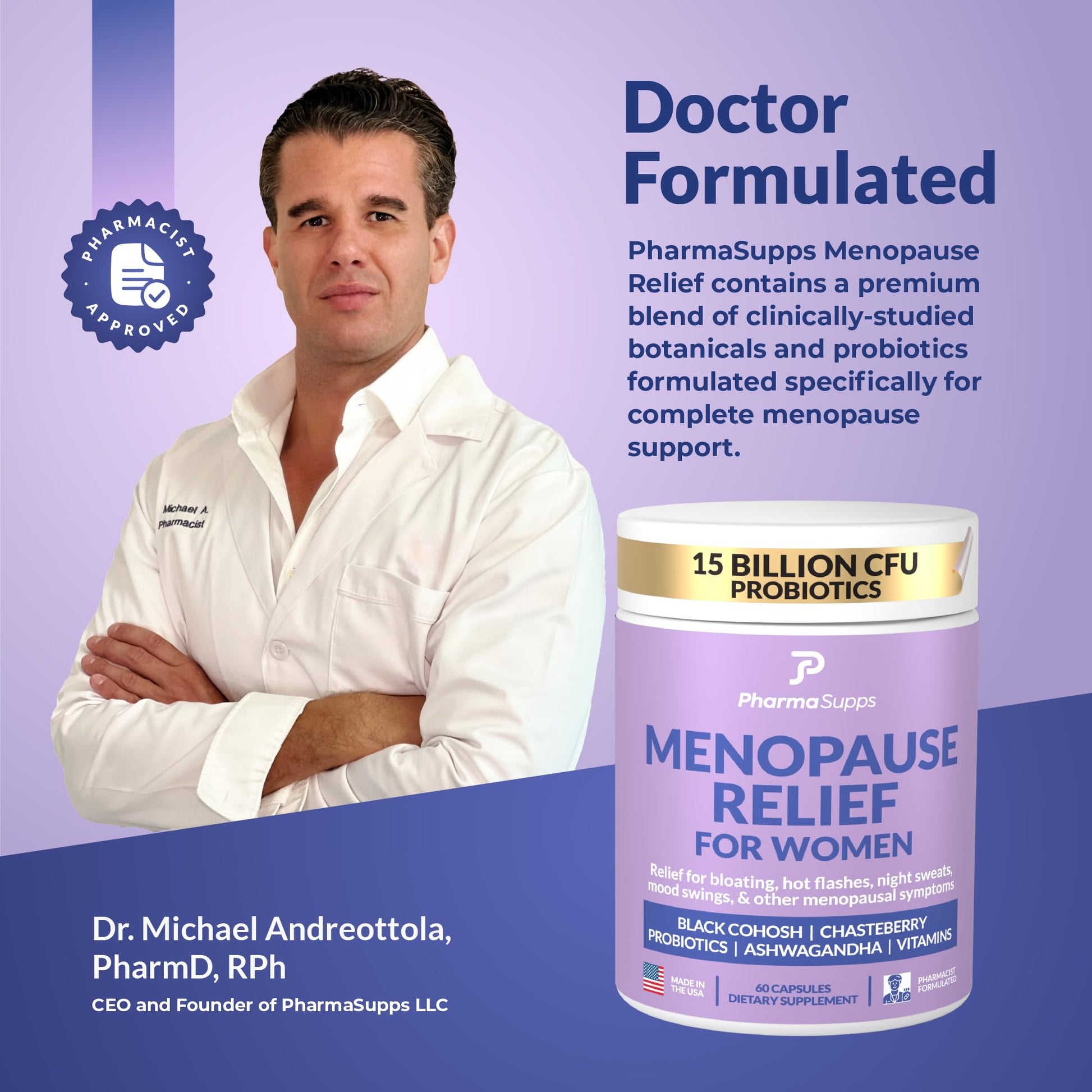 Natural Menopause Supplements for Women - Perimenopause Supplements for Hormonal Balance, Bloating & Mood Swings | Hot Flashes Menopause Relief w/Probiotics & Prebiotics, Black Cohosh & Chasteberry PharmaSuppsAu supplements
