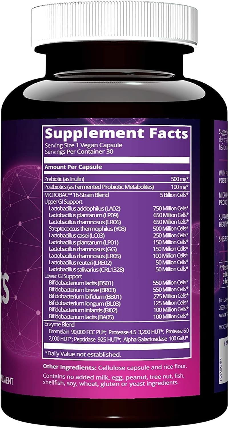MRM Nutrition Daily Probiotics - Supports Intestinal, GI, & Immune Health for Women & Men, Prebiotic, Probiotic, & Postbiotic Supplement, 5 Billion Cells & 16 Different Strains, Vegan - 30 Servings MRMAu supplements