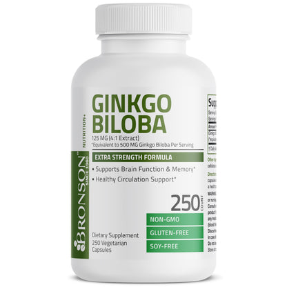 Bronson Ginkgo Biloba Extra Strength 125mg (4:1 Extract) Equivalent to 500mg BronsonUS supplements