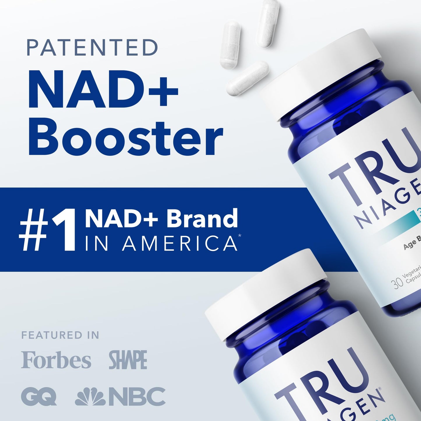 TRU NIAGEN Patented NAD Supplement for Brain Function, Anti Aging & Cell Regeneration, 300mg Niagen, 30 Servings | Supports Cellular Energy, Muscle | Nicotinamide Riboside (NR) Take 1 Daily | 2 Bottle TRU NIAGENUS supplements