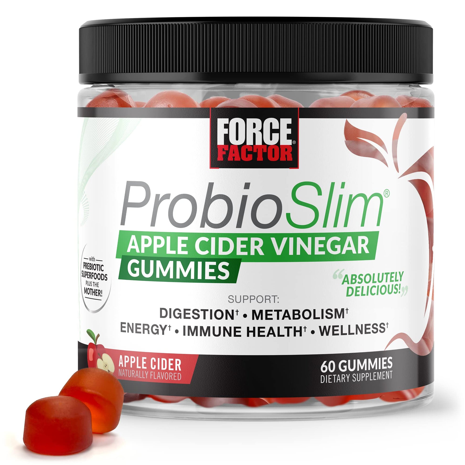 Force Factor ProbioSlim Apple Cider Vinegar Gummies with Organic LactoSpore Probiotics Force FactorUS supplements