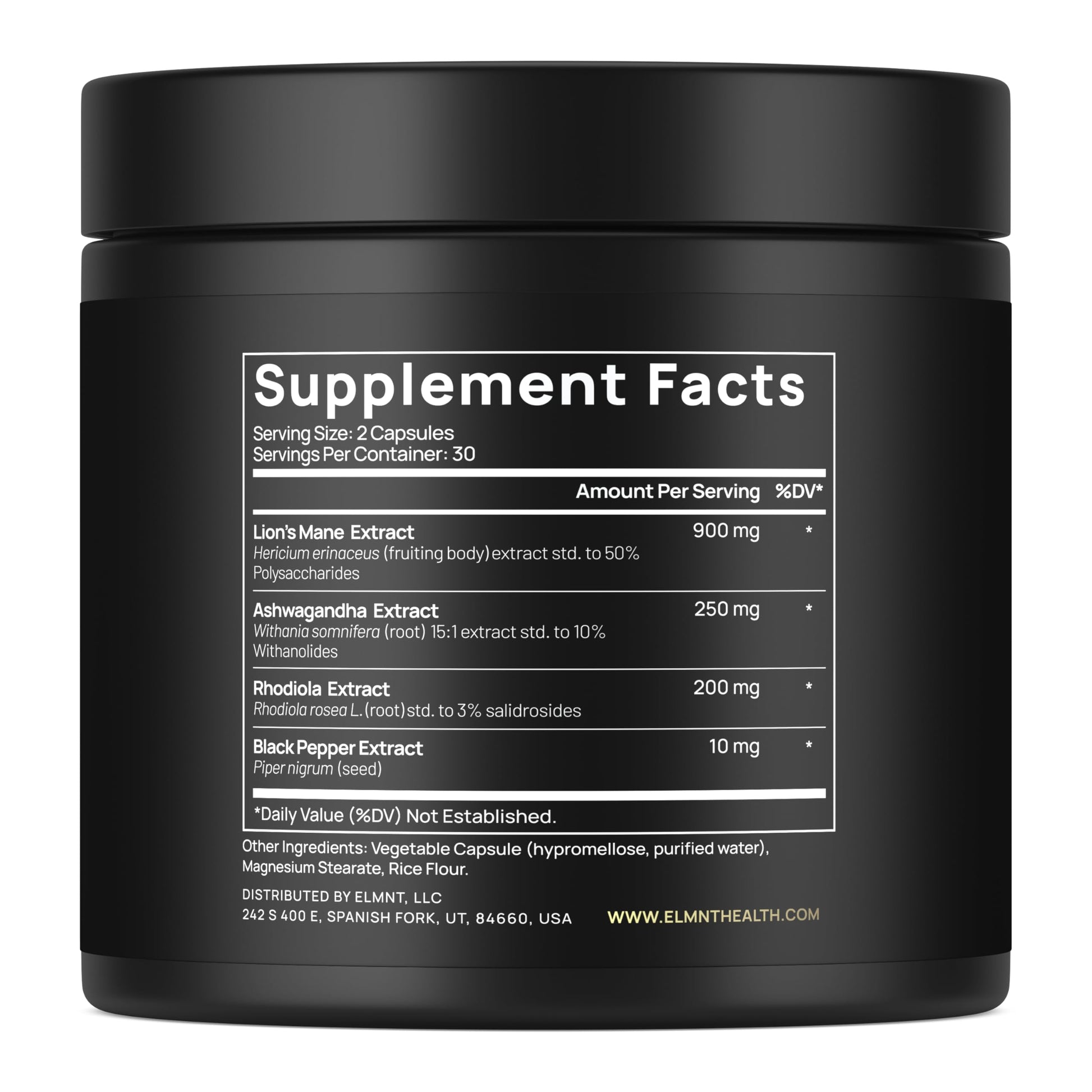 20,000mg 16x Strength Lions Mane Supplement Capsules Super Nootropic w. Ashwagandha & Rhodiola - Highest Potency Lion's Mane Mushroom Extract 50% Polysaccharides Brain Supplements for Memory and Focus TERRA ELMNTAu supplements