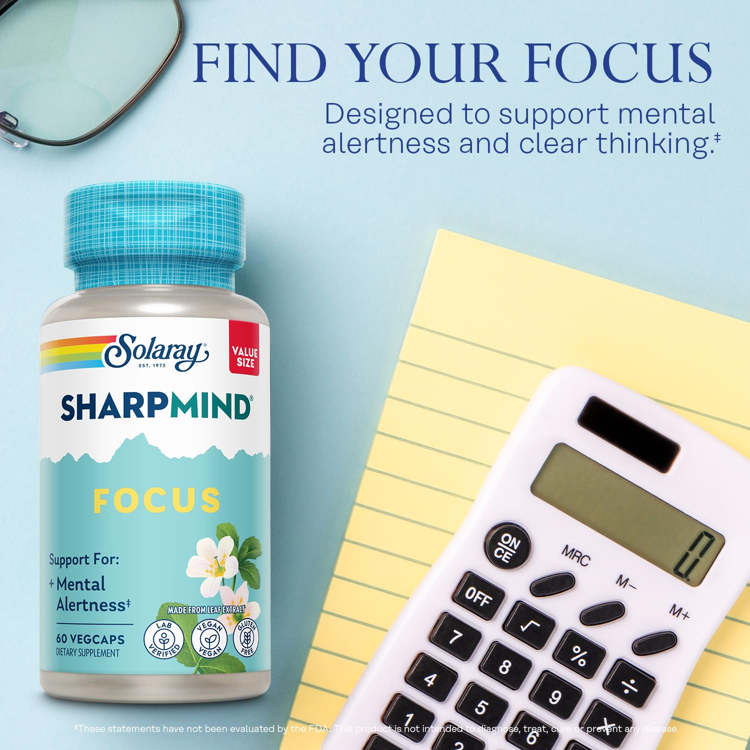 SOLARAY SharpMind Focus, Mental Alertness Nootropic Supplement for Healthy Brain Fog, Cognizin Citicoline, Lions Mane Mushroom, Bacopa Monnieri, 60 Day Money Guarantee, 60 Serv 60 Veg Caps SOLARAYAu supplements