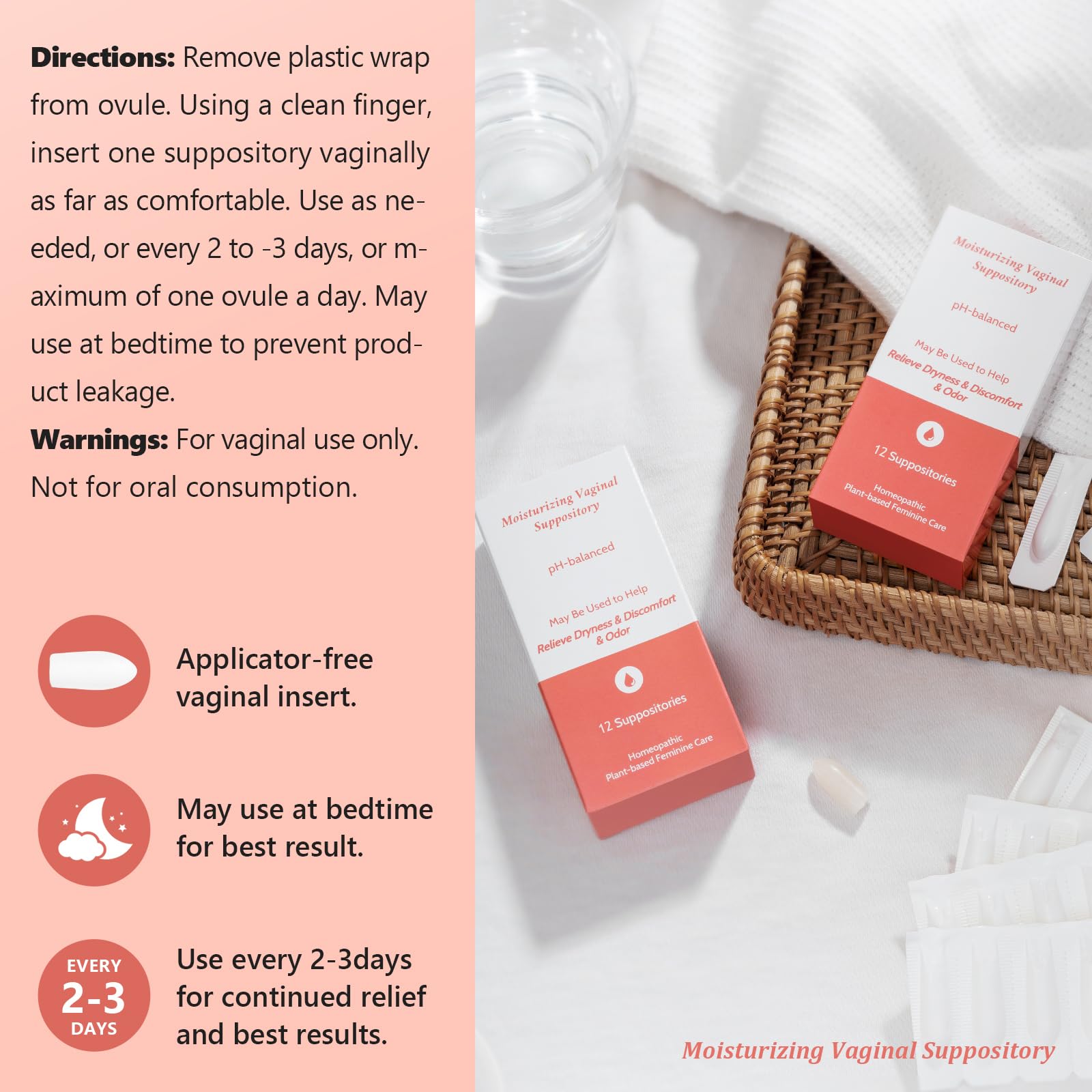 Vaginal Moisturizing Suppositories for Lasting Hydration & Comfort | Balances pH, Soothes Dryness VagiriaAu supplements