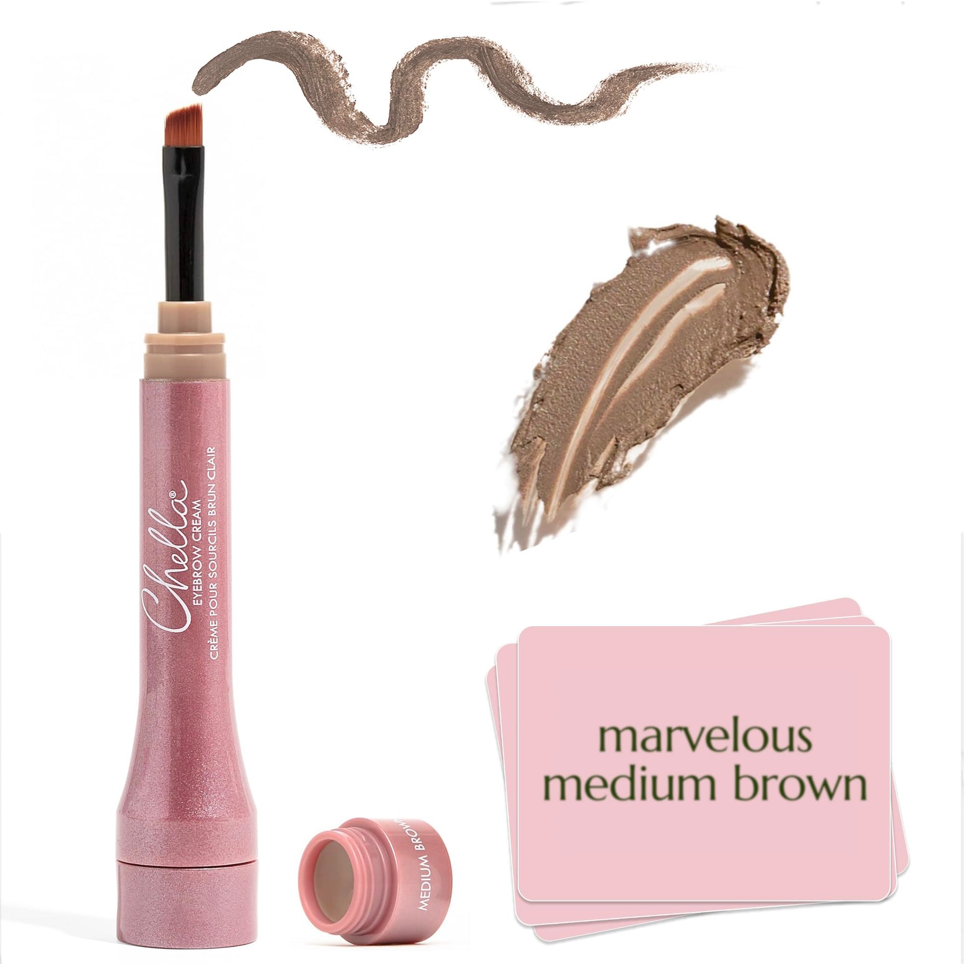 Chella Eyebrow Cream, Marvelous Medium Brown - Vegan, Cruelty Free, Paraben Free, Gluten Free Eyebrow Pomade Makeup - Long Wearing, Velvet Consistency, Water Proof ChellaAu supplements