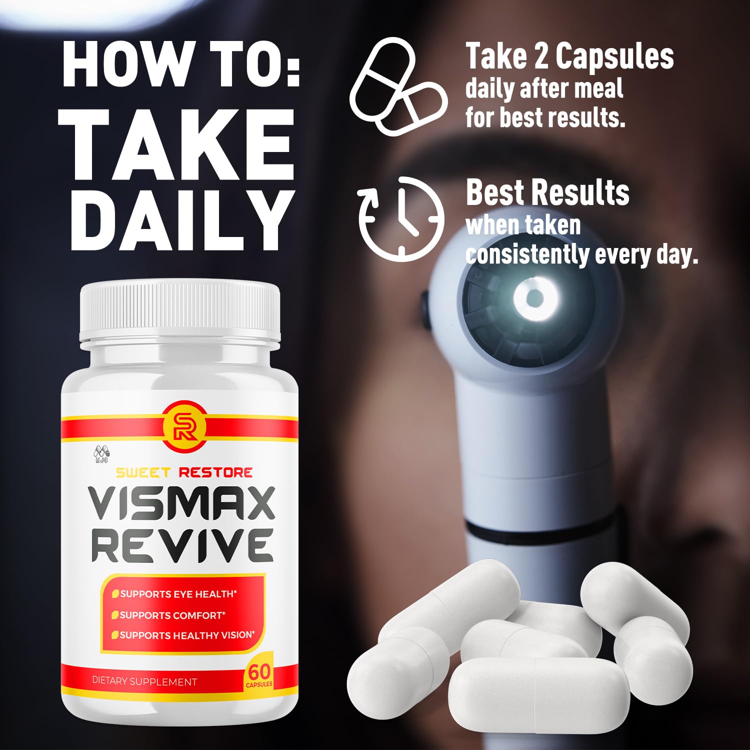 Vismax Revive Capsules, Official VismaxRevive Vision Support Supplement with All Natural Ingredients, Advanced Eye Health Formula and Vision Vitamin Supporting Wellness Naturally (60 Capsules) MJOAu supplements
