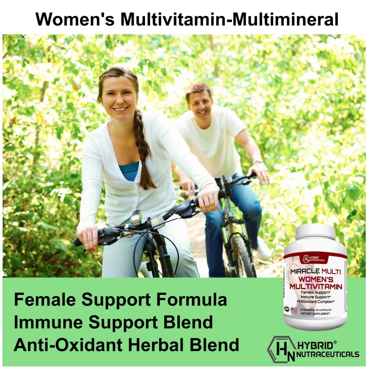 MiracleMulti Multivitamin for Women - Female Support Formula, Immune Support, Minerals, Biotin, Antioxidants & Superfoods Blend – 60 Capsules Hybrid NutraceuticalsUS supplements