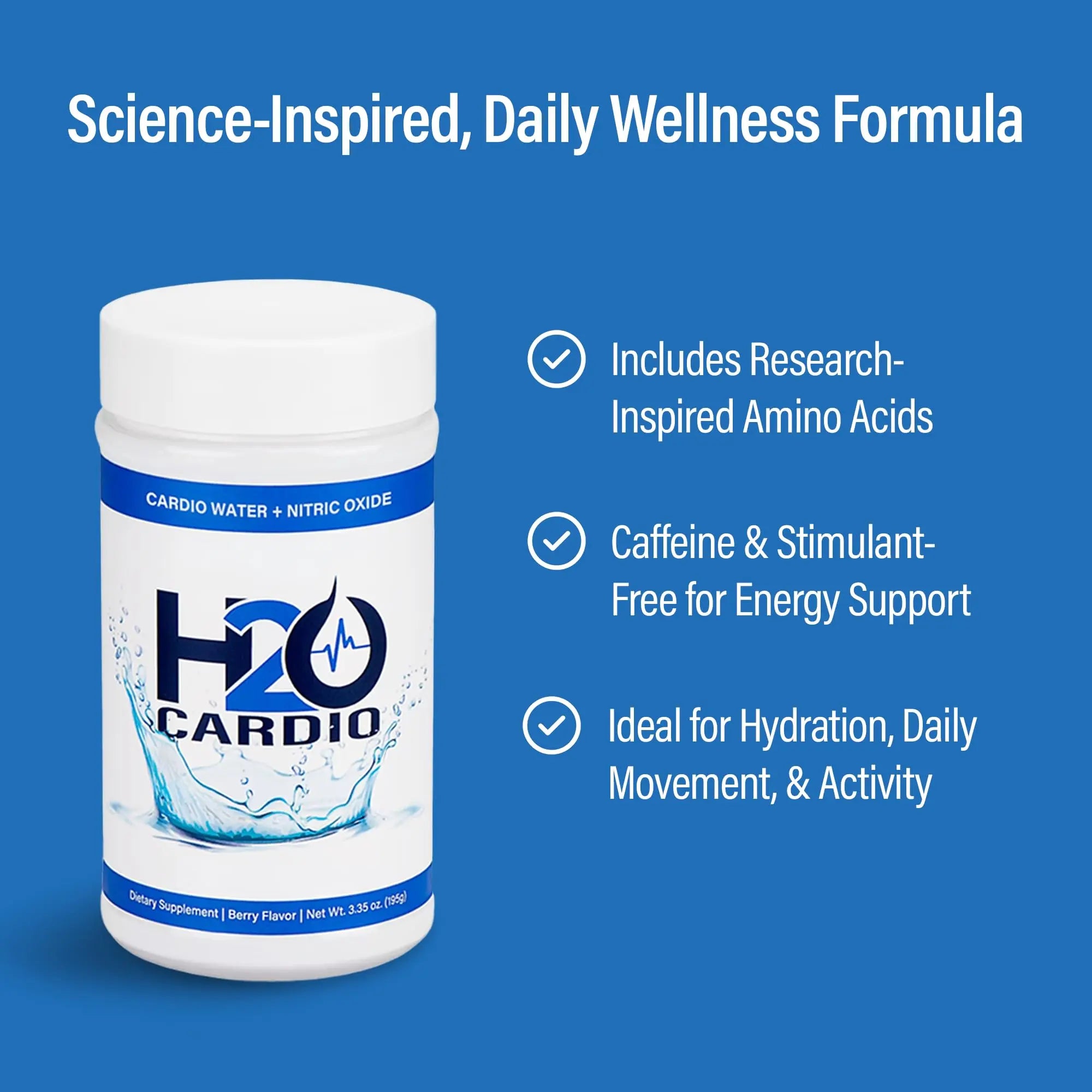 H2O Cardio | Nitric Oxide Supplement Drink | Wellness & Hydration Support | Arginine & Citrulline Powder | Berry Flavored Drink Mix for Daily Activity | Net Wt. 3.35 Ounces H2O CARDIOAu supplements