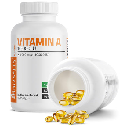 Bronson Vitamin A 10,000 IU Premium Non-GMO Formula Supports Healthy Vision & Immune System and Healthy Growth & Reproduction, 360 Softgels BronsonUS supplements