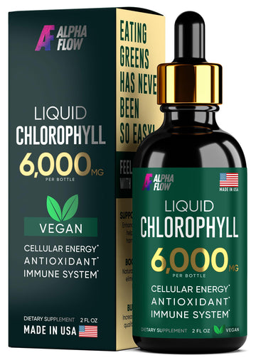 Chlorophyll Liquid Drops 6000 mg - Premium Liquid Chlorophyll Supplement - All-in-One Alpha FlowAu supplements