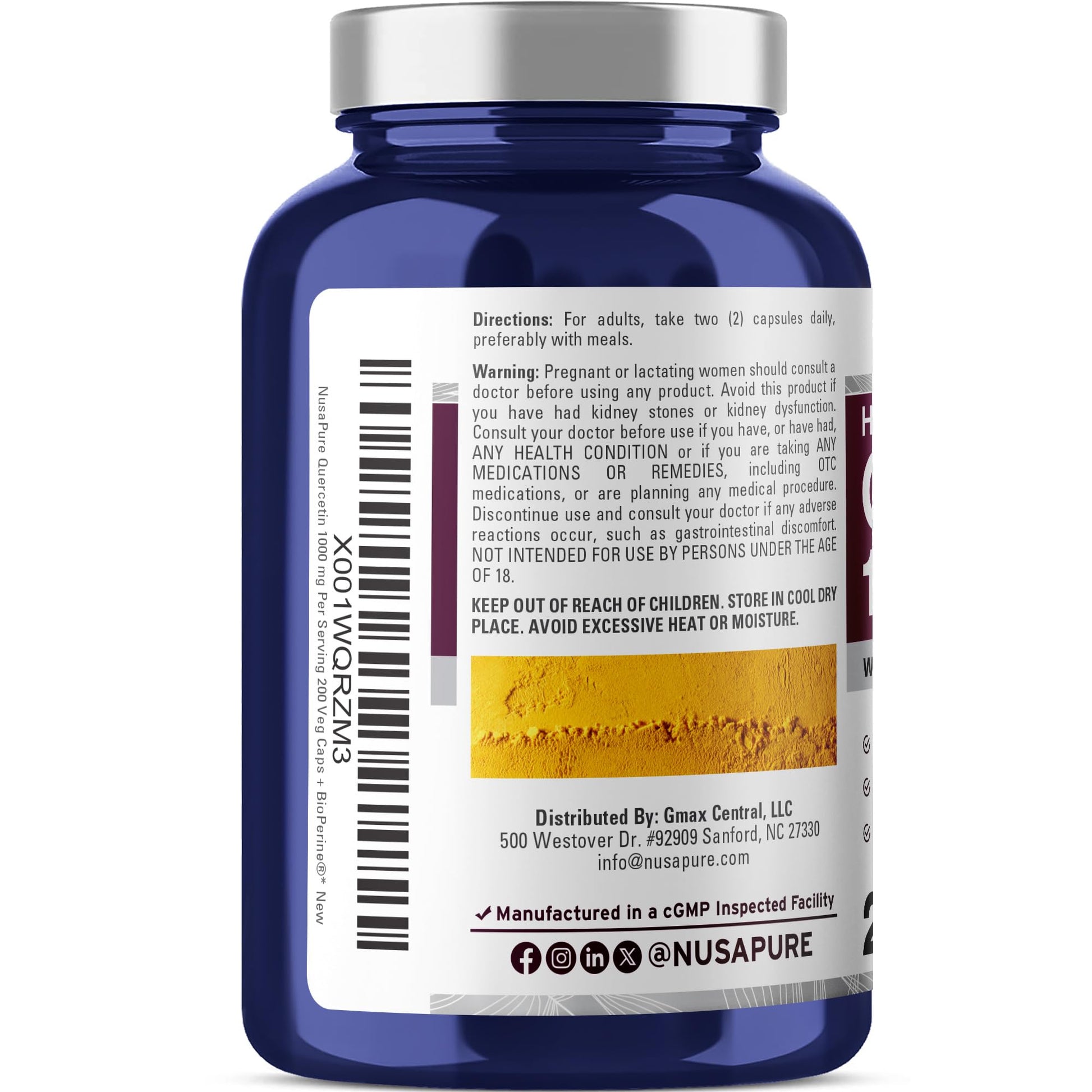 NusaPure Quercetin - Suitable for Vegetarian/Vegan, Non - GMO - 1000 mg - 200 Capsules NusaPureAu supplements