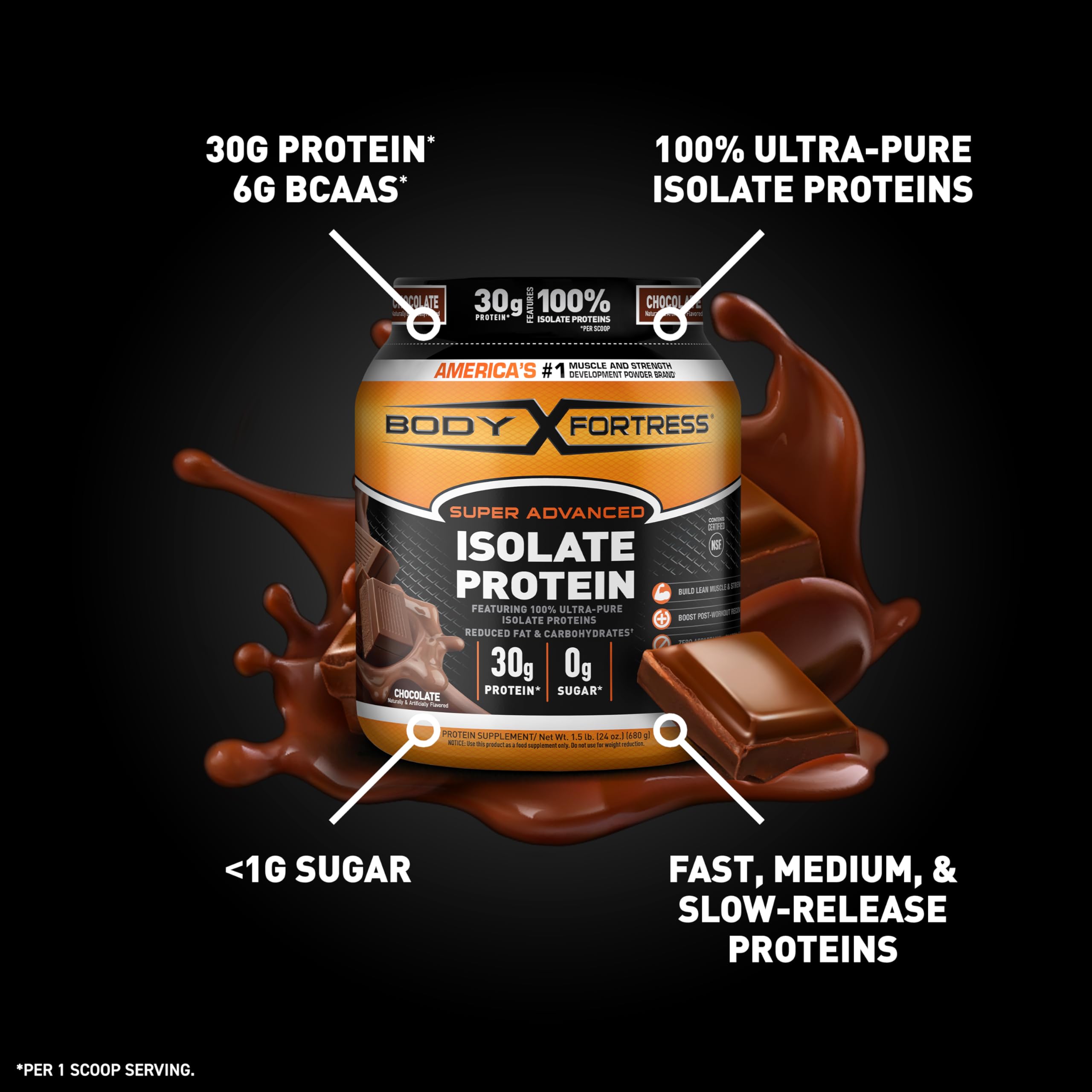 Body Fortress Super Advanced Isolate Protein, Chocolate Protein Powder Supplement Body FortressUS supplements
