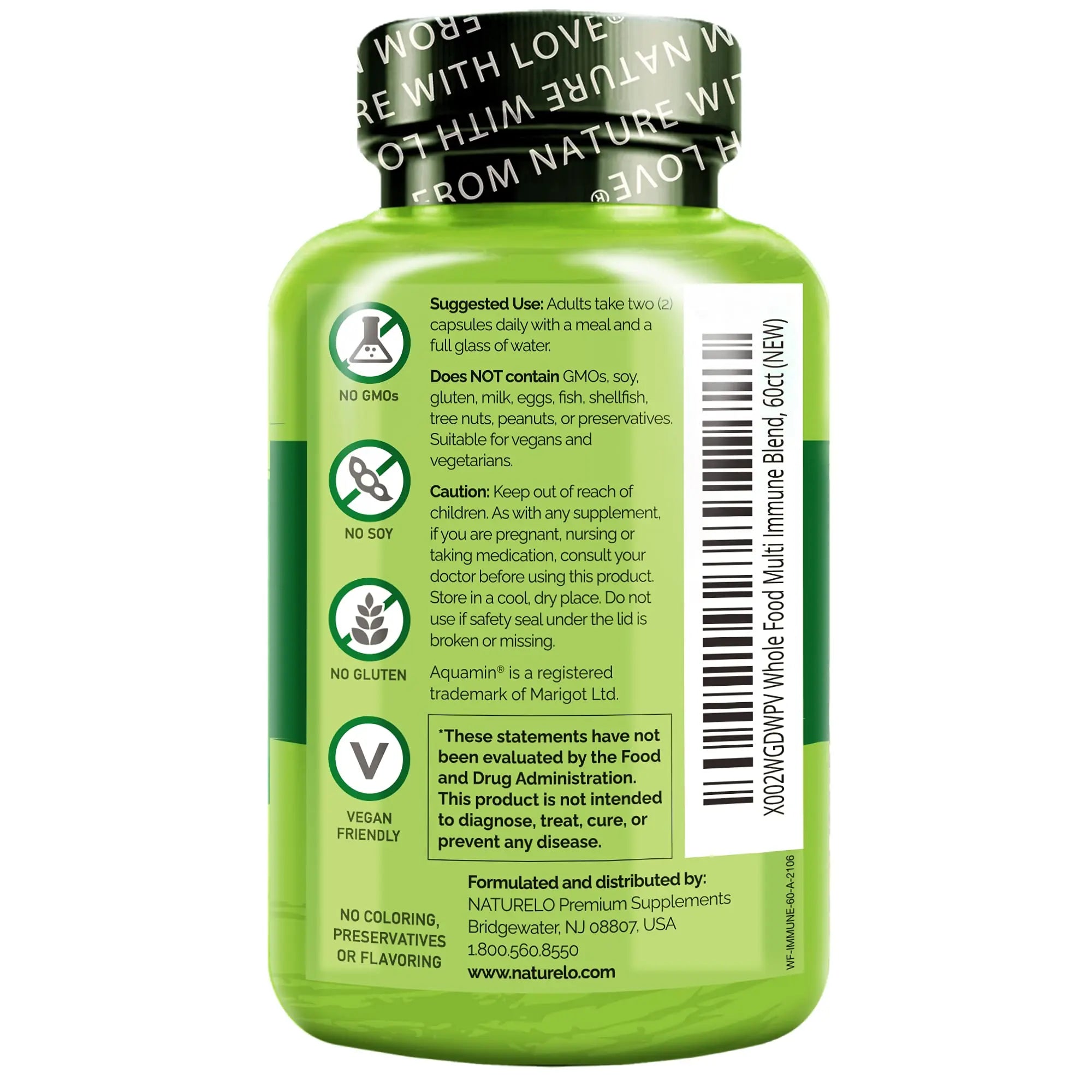 NATURELO Whole Food Multivitamin + Immune Blend with Elderberry & Mushrooms - Complete Multivitamin with Extra Immune Support NATURELOAu supplements