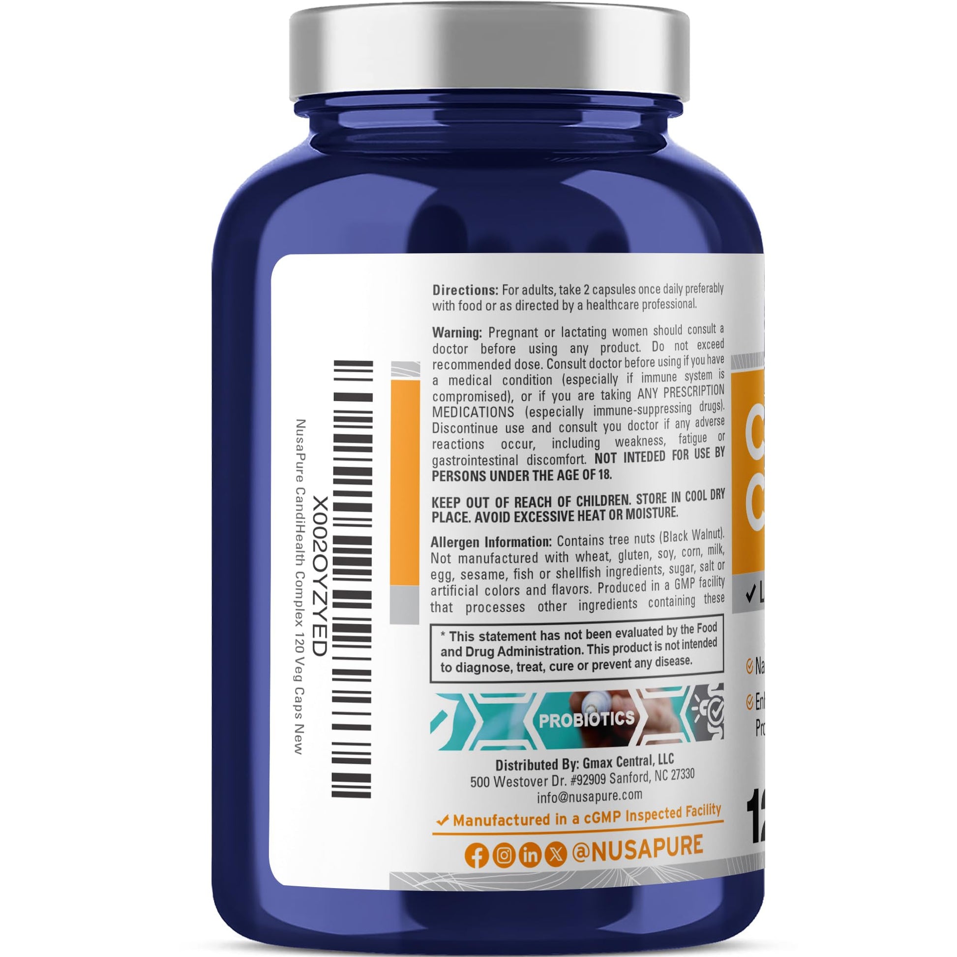 NusaPure CandiHealth Complex (Non-GMO, Vegan) 120 Veggie Capsules NusaPureAu supplements