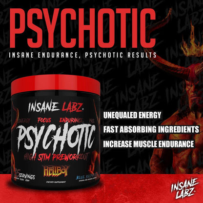 Insane Labz Psychotic, High Stimulant Pre Workout Powder, Extreme Lasting Energy Insane LabzUS supplements