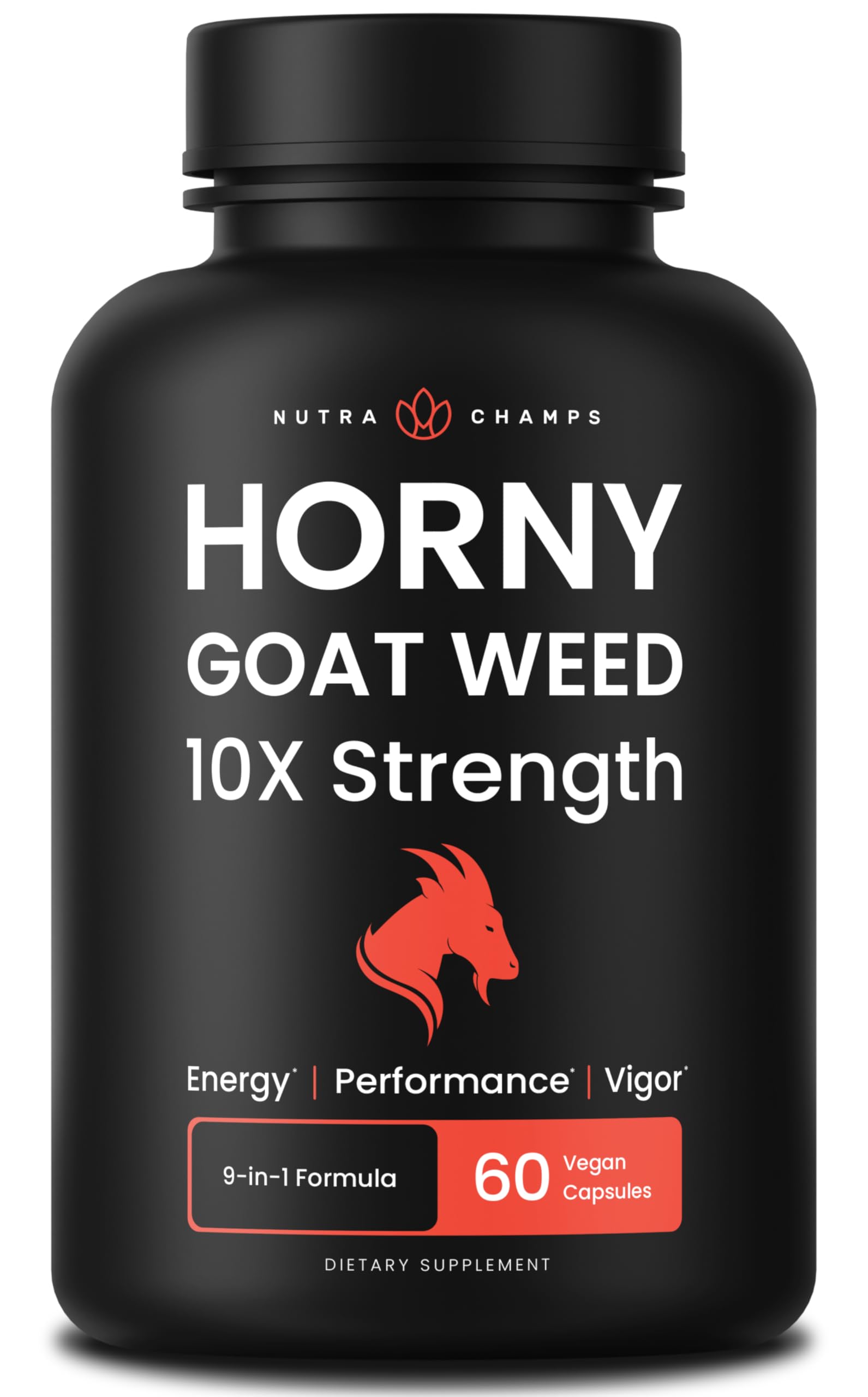 NutraChamps Horny Goat Weed, 1000mg Epimedium Energy Supplement, 10X Strength Icariin, Ginseng, Tribulus & Maca Pills for Women & Men, Enhanced Absorption with Black Pepper, 60 Vegan Capsules NutraChampsAu supplements