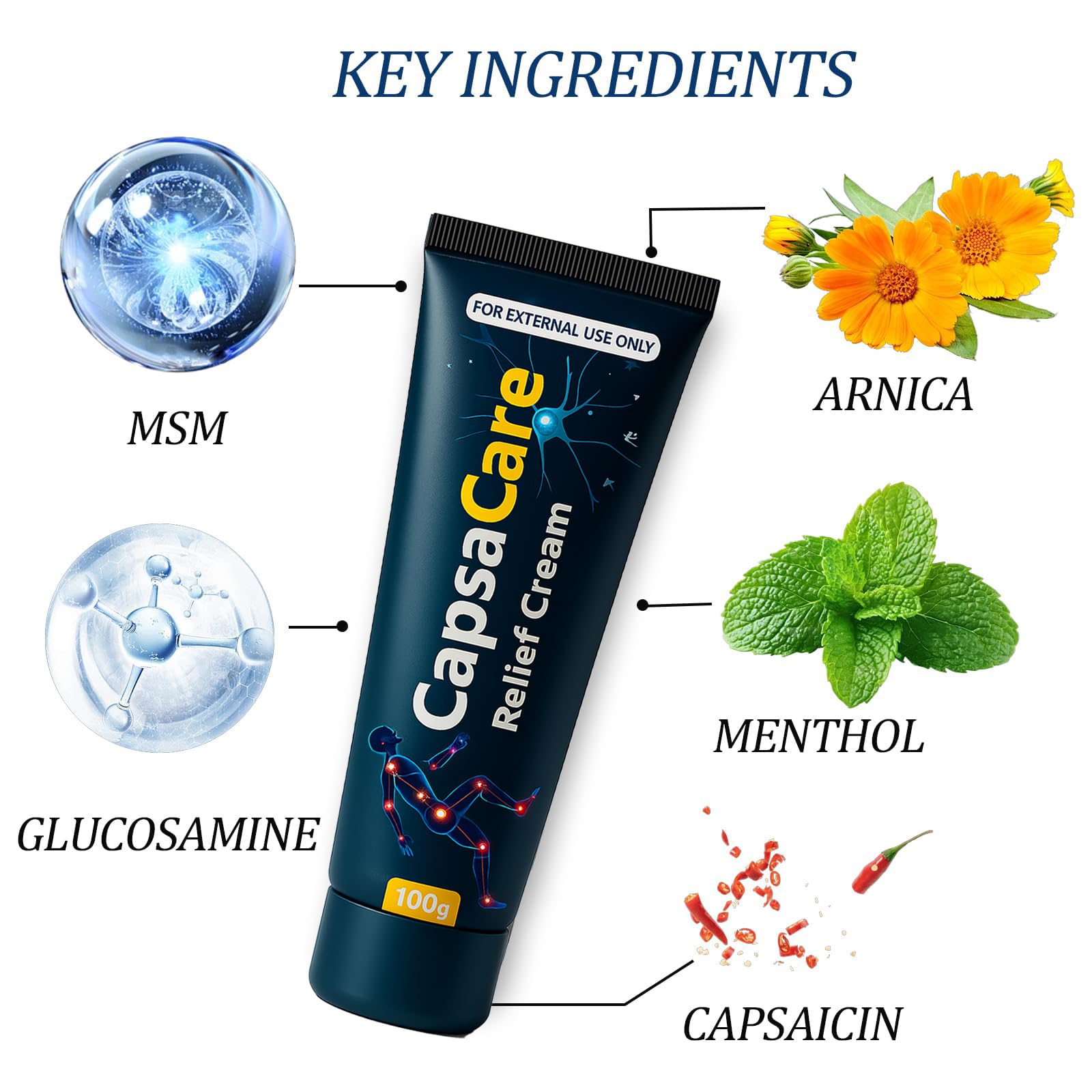 CapsaCare Neuropathy Relief Cream - with Capsaicin & Arnica, Menthol for Muscle & Joint Comfort, Fast Absorbing Formula for Feet, Hands, Legs, and Waist (2Pcs) MCArthurAu supplements
