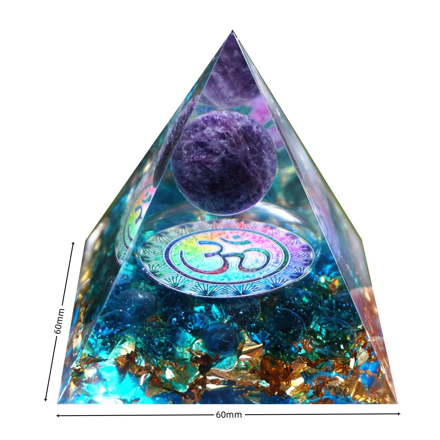 Besorgone Orgonite Pyramid for Positive Energy Amethyst Sphere Chakra Orgone with Blue Quartz BesorgoneAu supplements