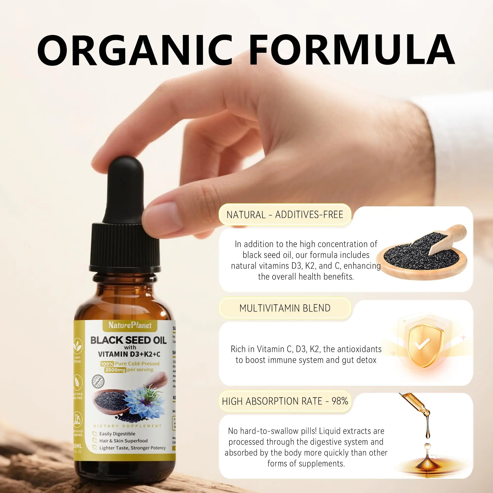 NaturePlanet Organic Soursop Bitters and Black Seed Oil Drops Bundles with Vitamins D3, K2, B6, C | NaturePlanetAu supplements