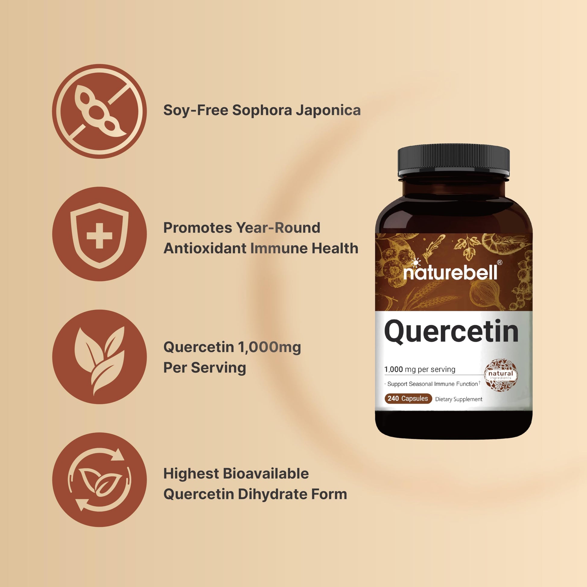 NatureBell Quercetin 1000mg Per Serving | 240 Capsules, Ultra Strength Quercetin NatureBellAu supplements