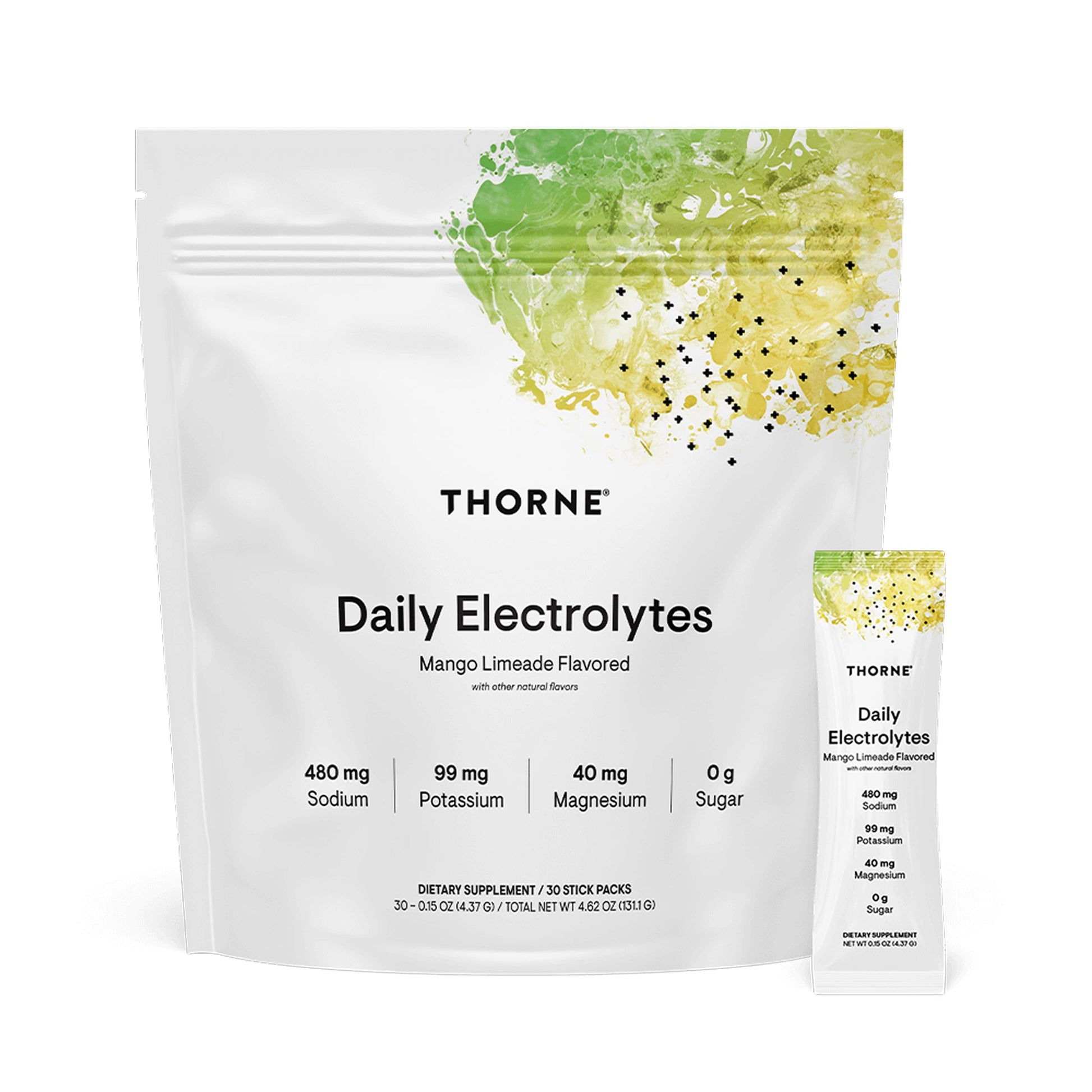 THORNE - Daily Electrolytes - Zero Sugar & Low-Calorie Electrolyte Powder Drink Mix - Flavors Derived from Natural Sources - NSF Certified for Sport - Mango Limeade - 30 Stick Packs THORNEAu supplements