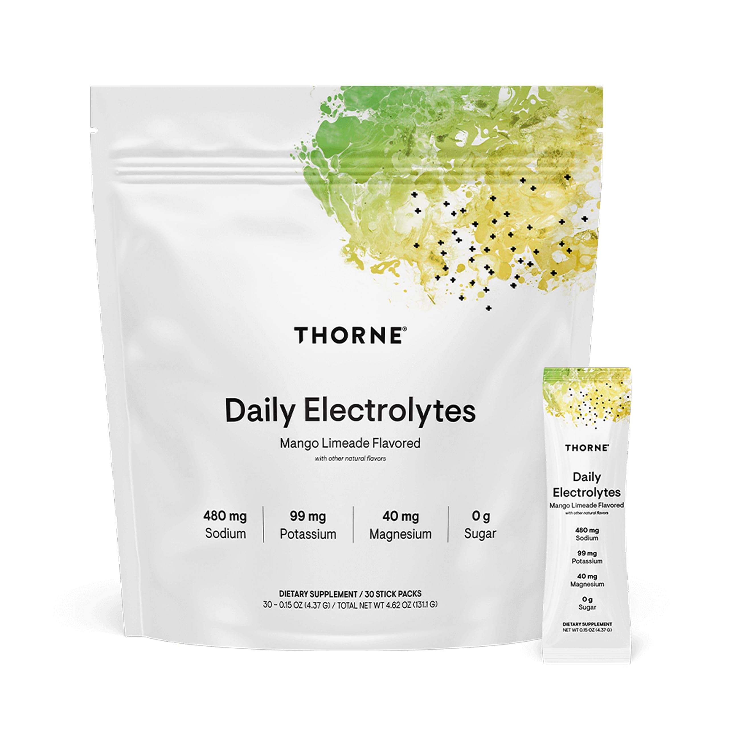 THORNE - Daily Electrolytes - Zero Sugar & Low-Calorie Electrolyte Powder Drink Mix - Flavors Derived from Natural Sources - NSF Certified for Sport - Mango Limeade - 30 Stick Packs THORNEAu supplements