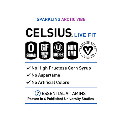 CELSIUS Arctic Vibe Sparkling Frozen Berry, Functional Essential Energy Drink, 12 Fl Oz CELSIUSUS supplements